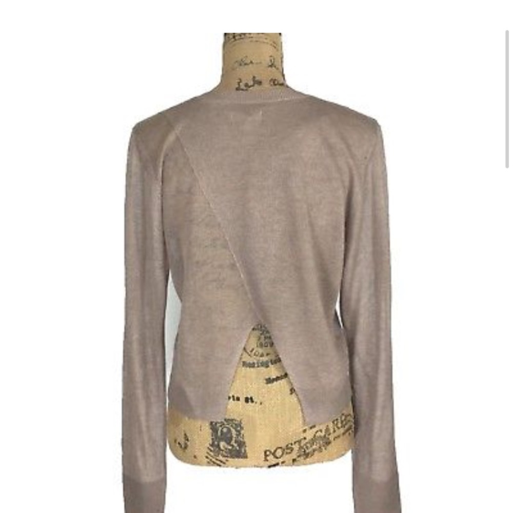 LEITH Brown Sheer Shimmer OpenBack LongSleeve Crop